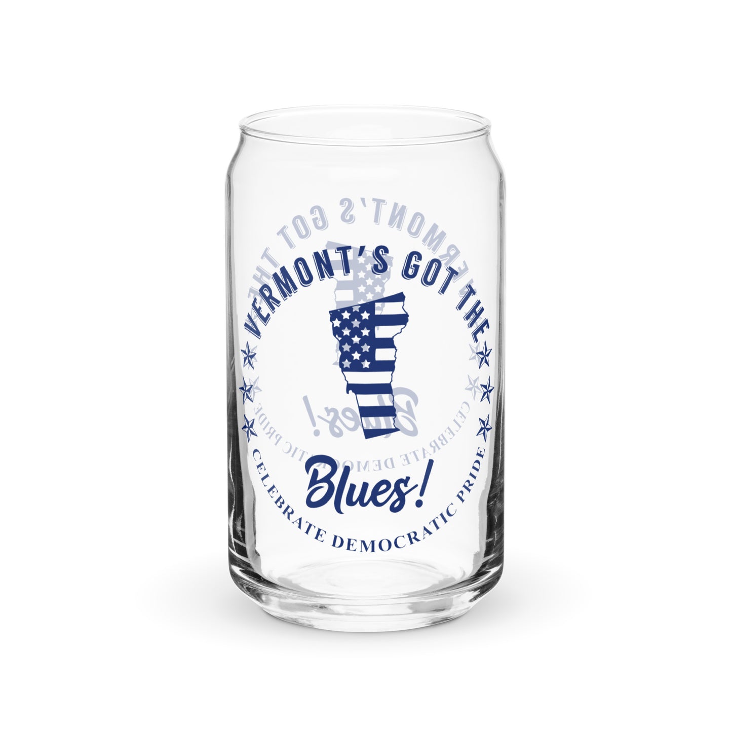 Vermont Traditional flag can-shaped glass
