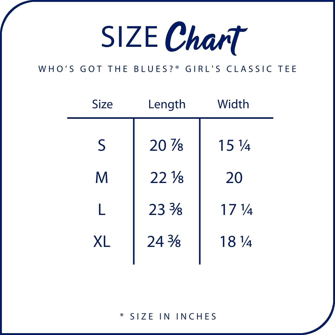 Girl's Classic Tee Sze Chart
