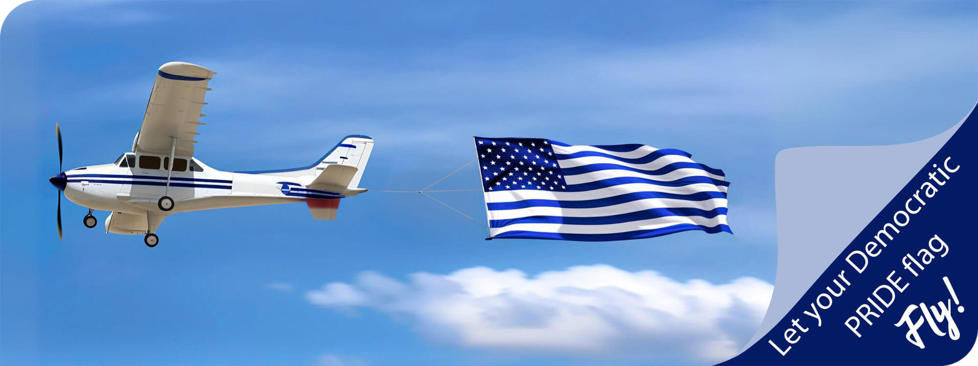 Let your Democratic Pride flag fly desktop banner