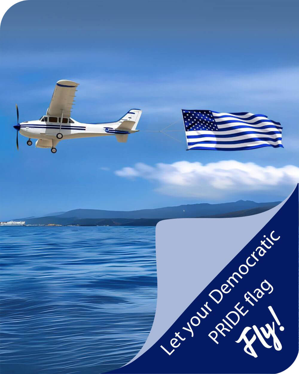 Let your Democratic Pride flag fly mobile banner