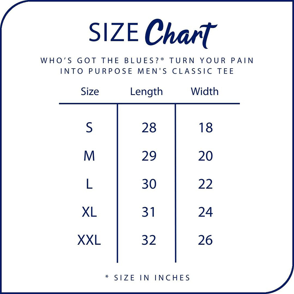 Turn Your Pain Into Purpose Men's Classic Tee Size Chart