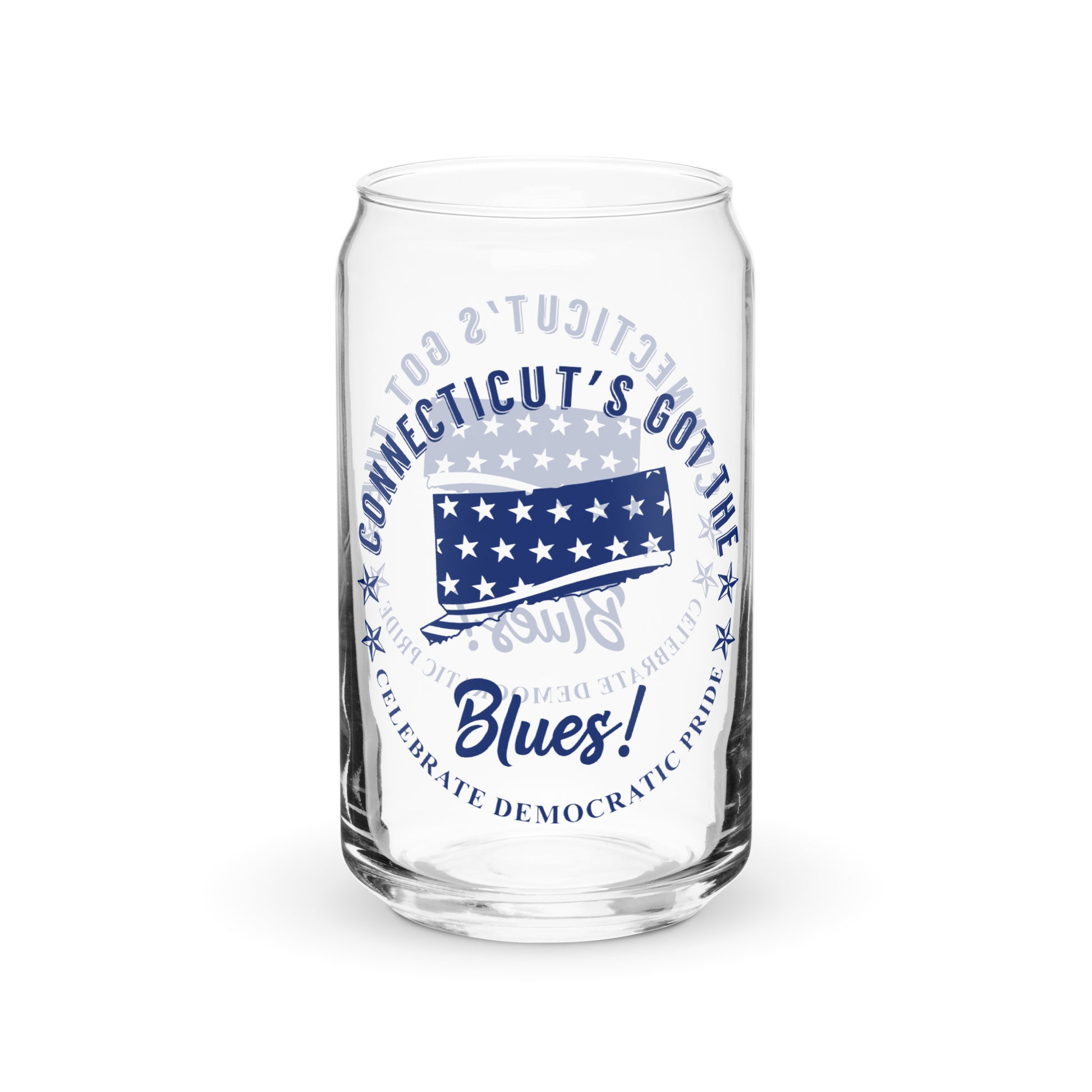 Connecticut Swag flag can-shaped glass