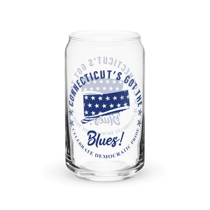 Connecticut Swag flag can-shaped glass