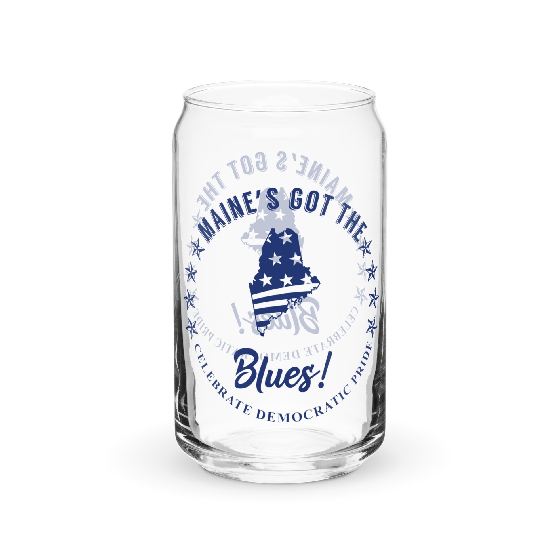 Maine Swag flag can-shaped glass