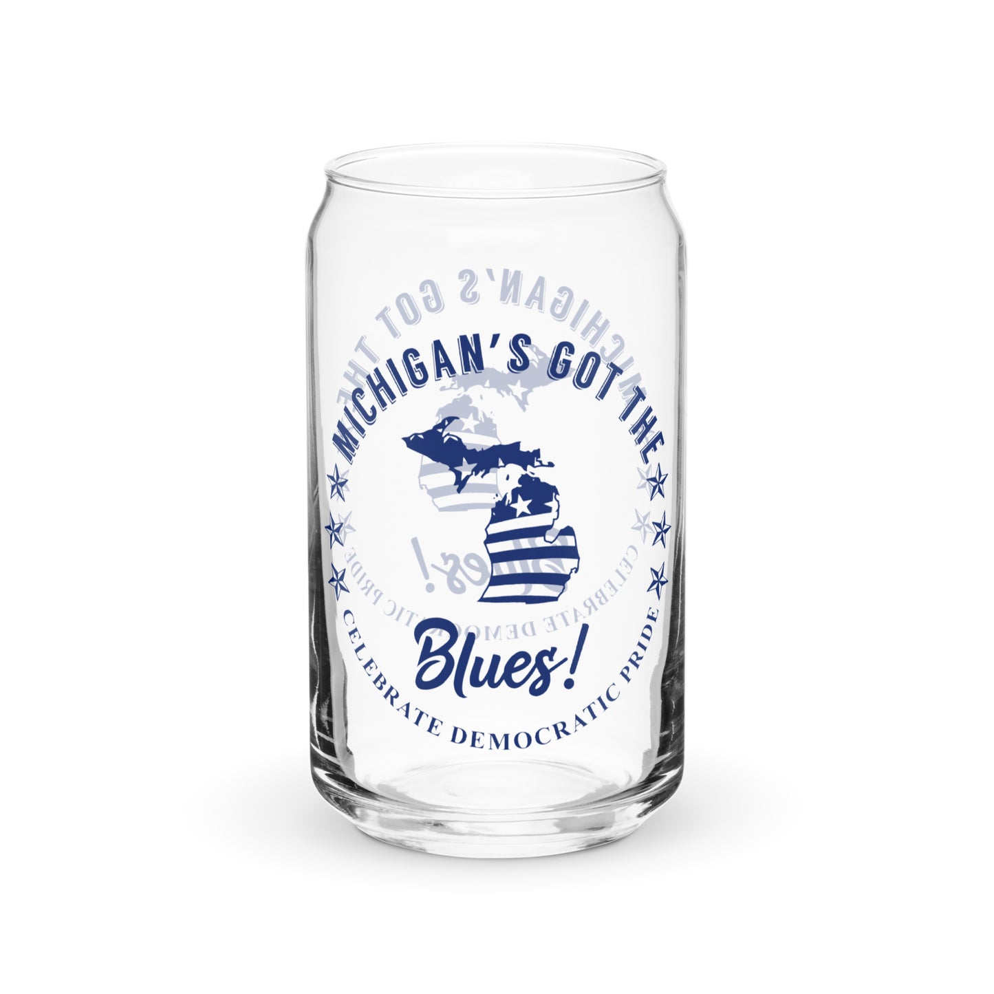 Michigan Swag flag can-shaped glass