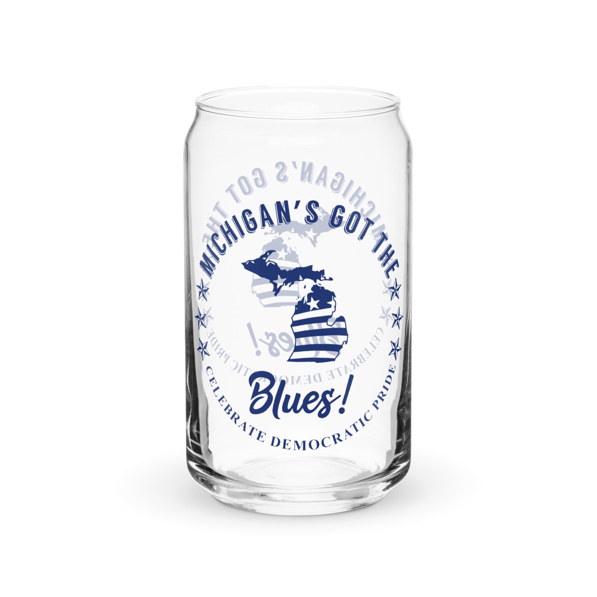 Michigan Swag flag can-shaped glass