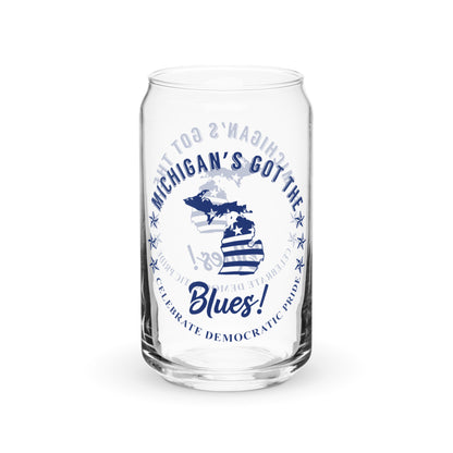 Michigan Swag flag can-shaped glass