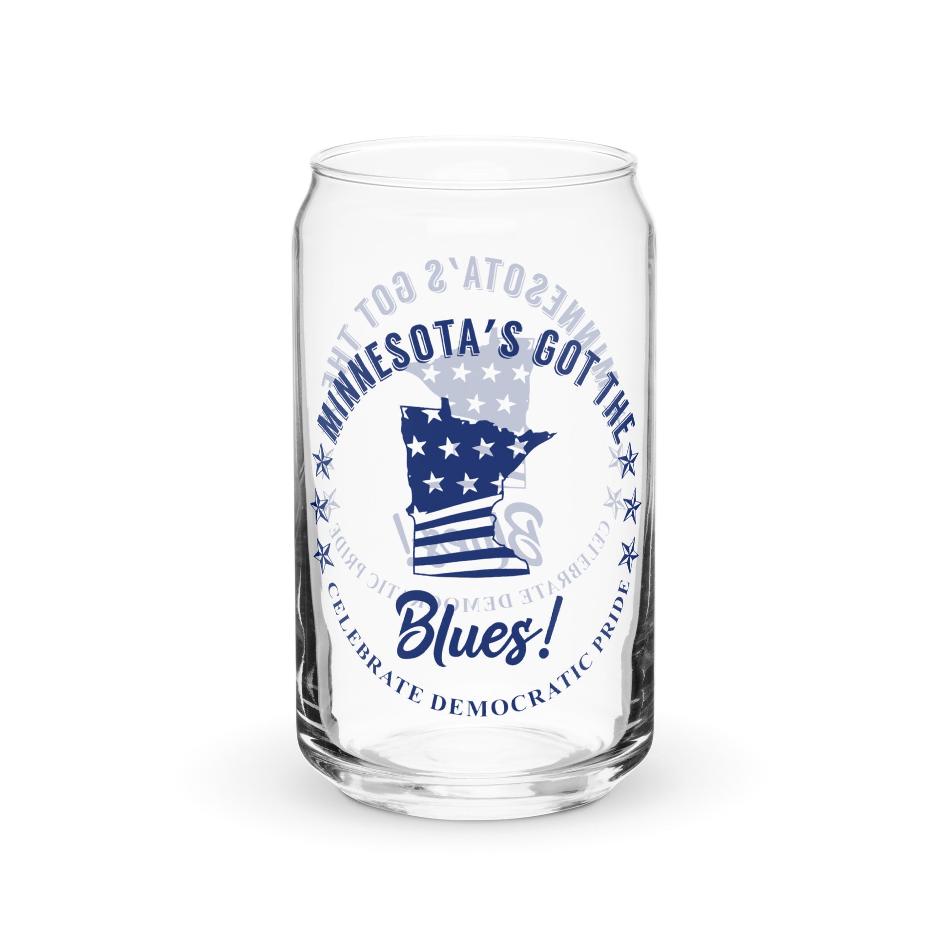 Minnesota Swag flag can-shaped glass