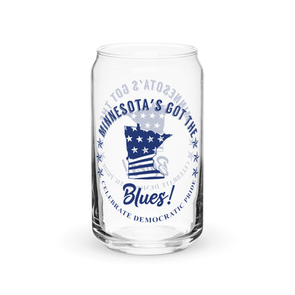Minnesota Swag flag can-shaped glass