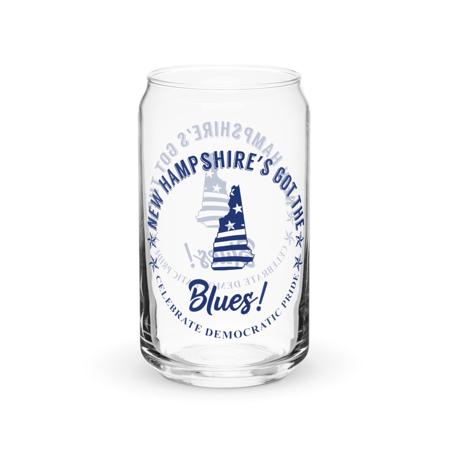 New Hampshire Swag flag can-shaped glass
