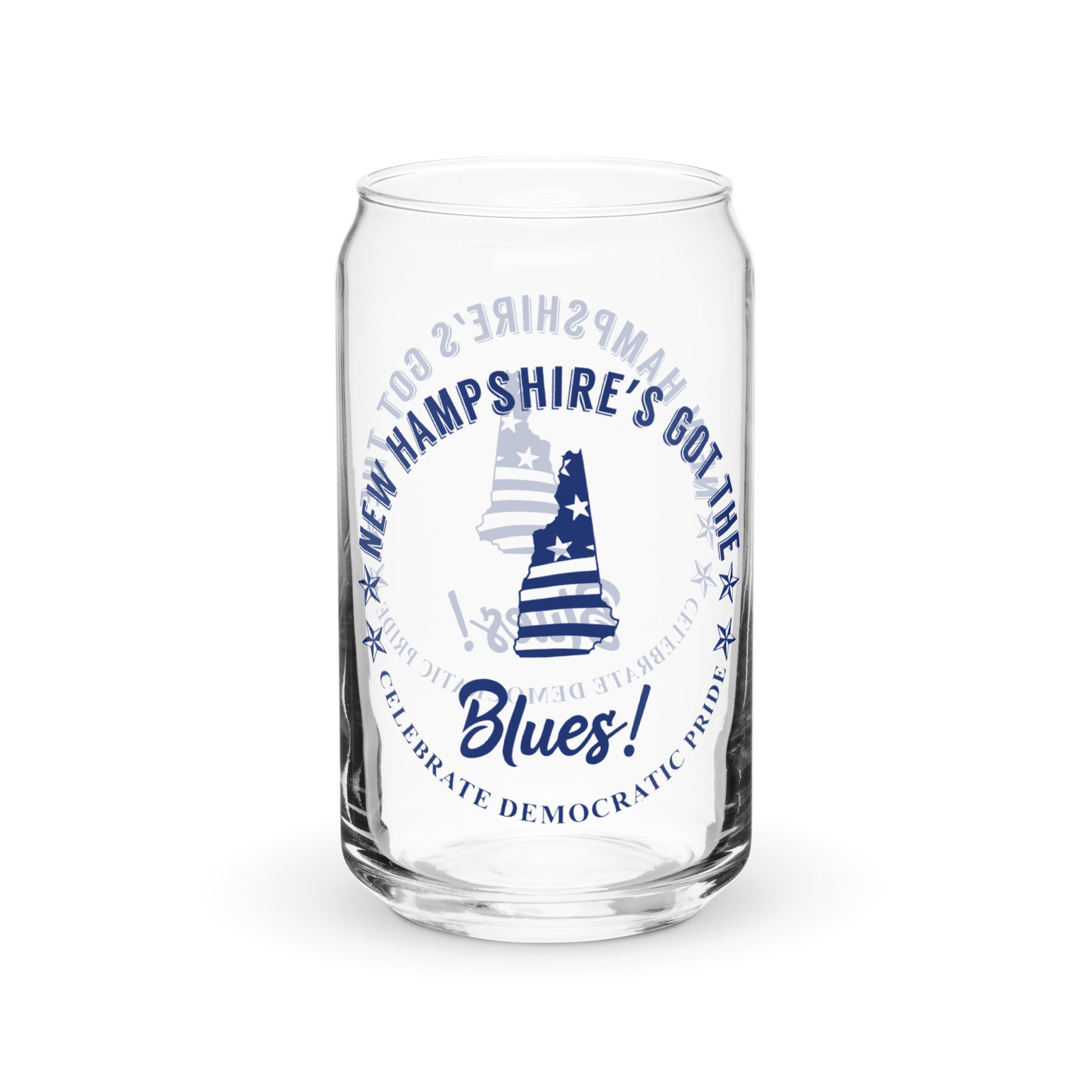 New Hampshire Swag flag can-shaped glass