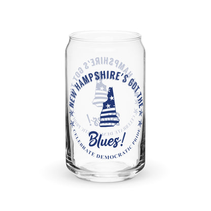 New Hampshire Swag flag can-shaped glass