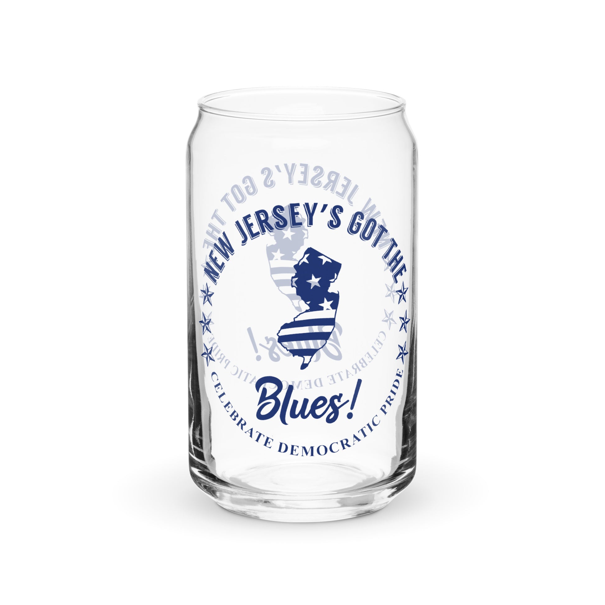 New Jersey Swag flag can-shaped glass