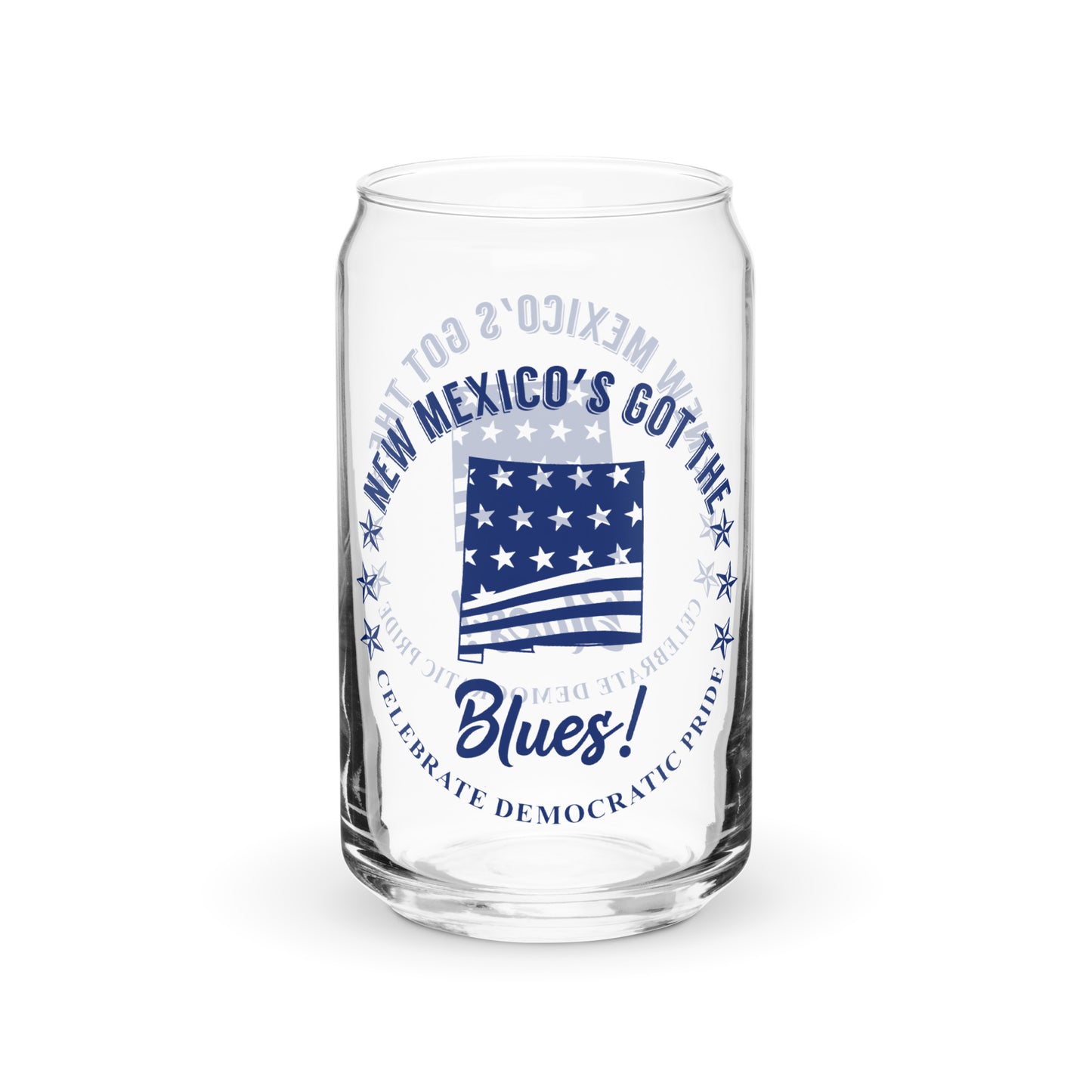 New Mexico Swag flag can-shaped glass