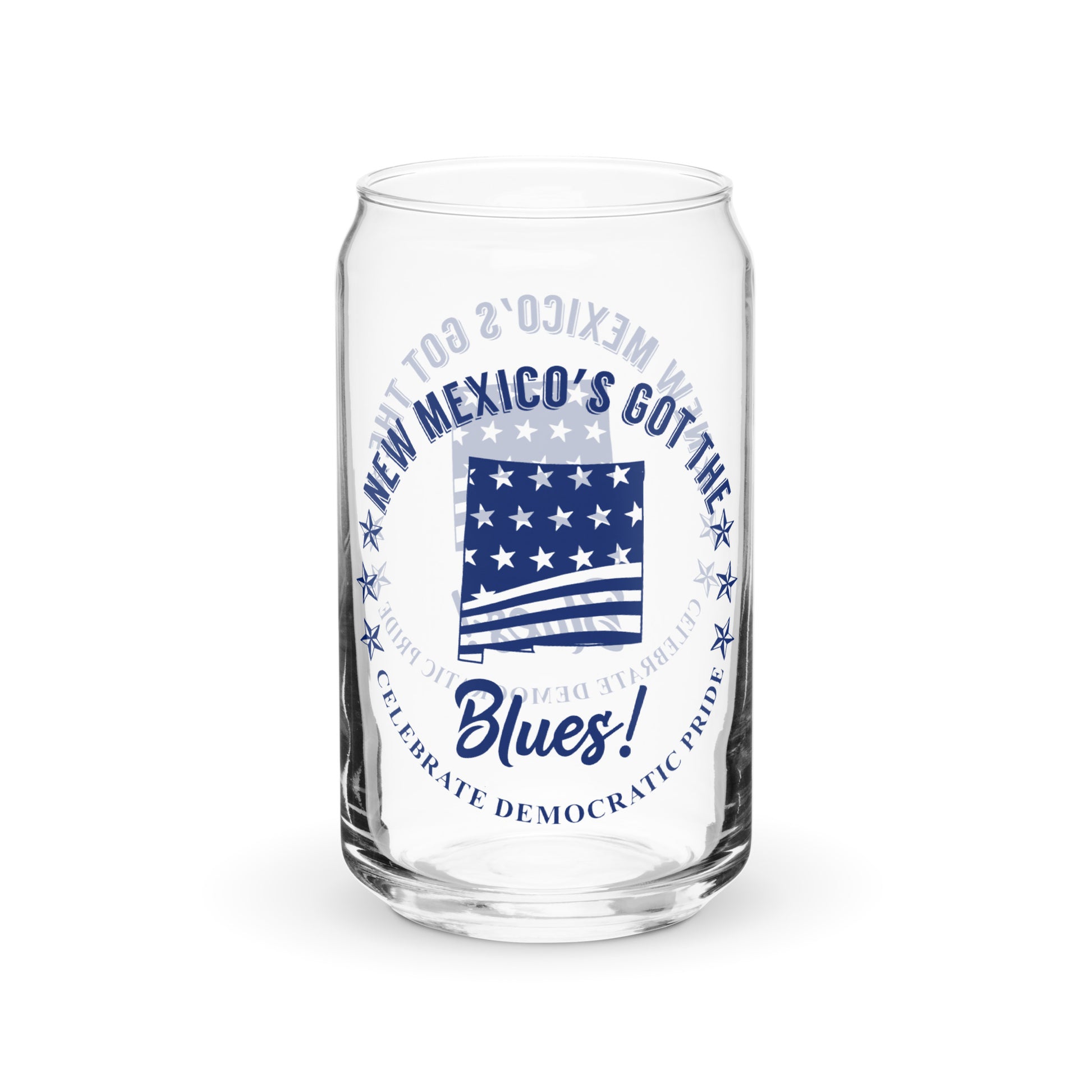 New Mexico Swag flag can-shaped glass