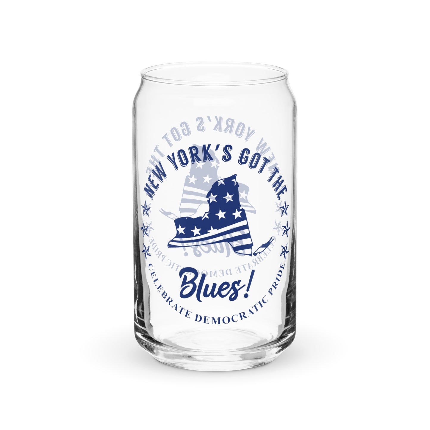 New York Swag flag can-shaped glass
