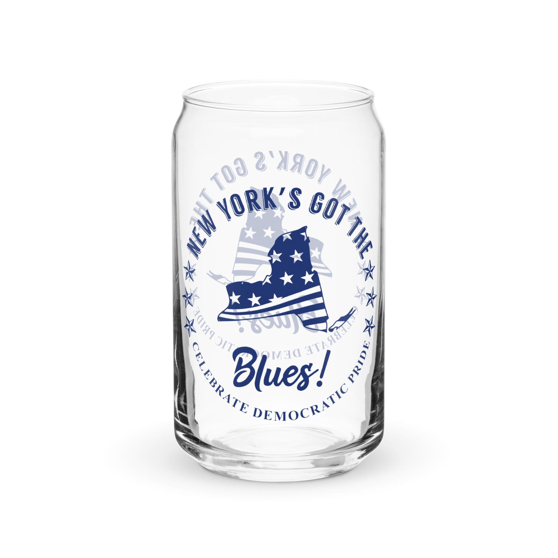 New York Swag flag can-shaped glass
