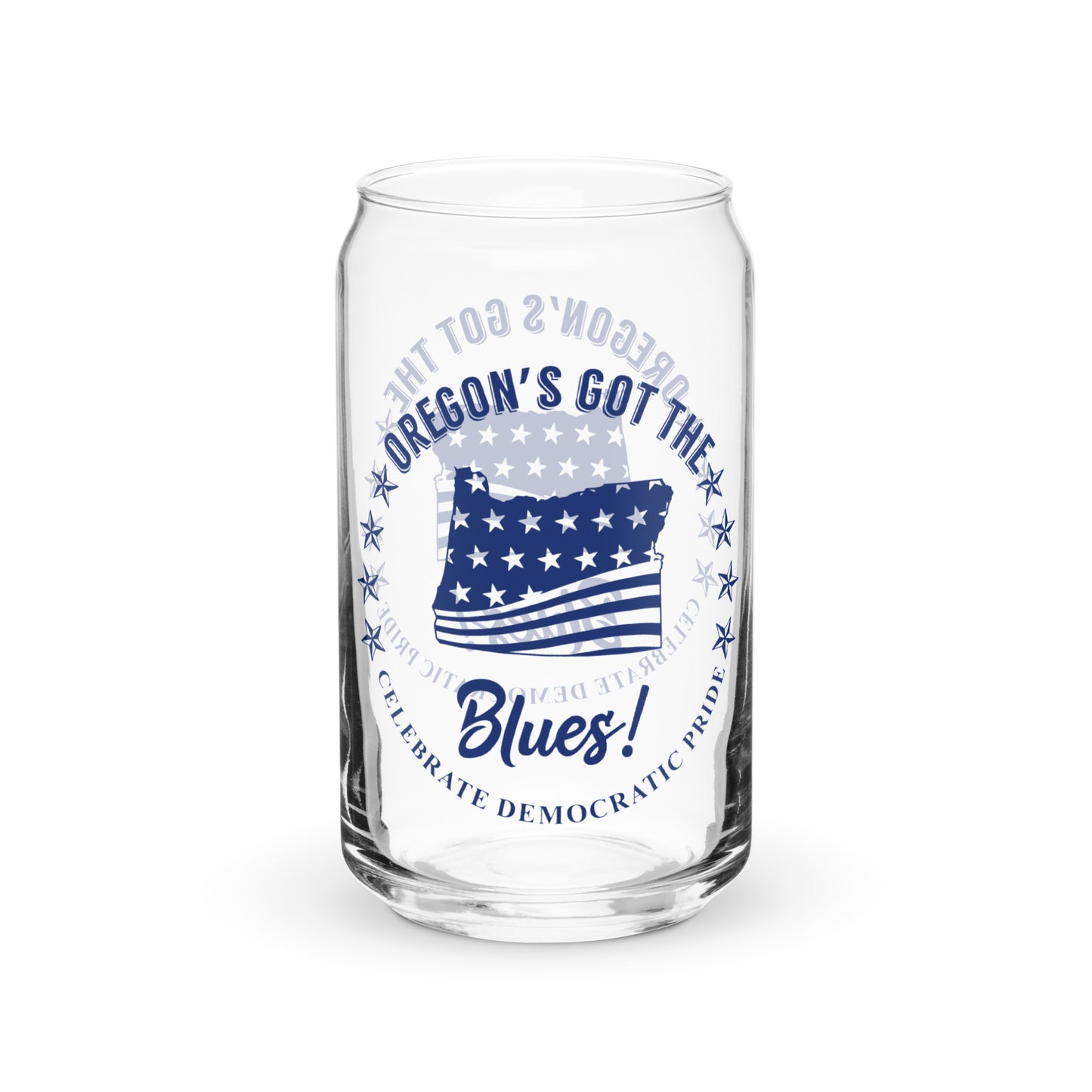 Oregon Swag flag can-shaped glass