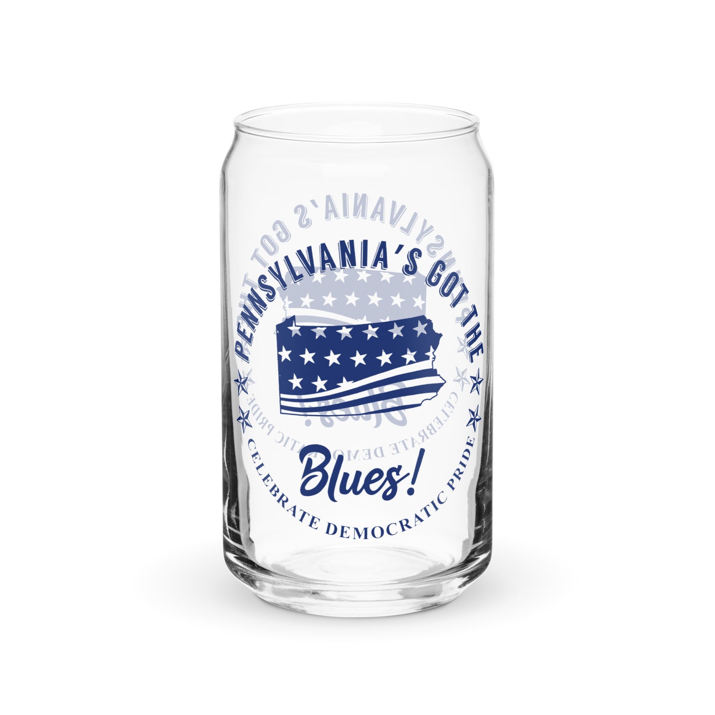 Pennsylvania Swag flag can-shaped glass