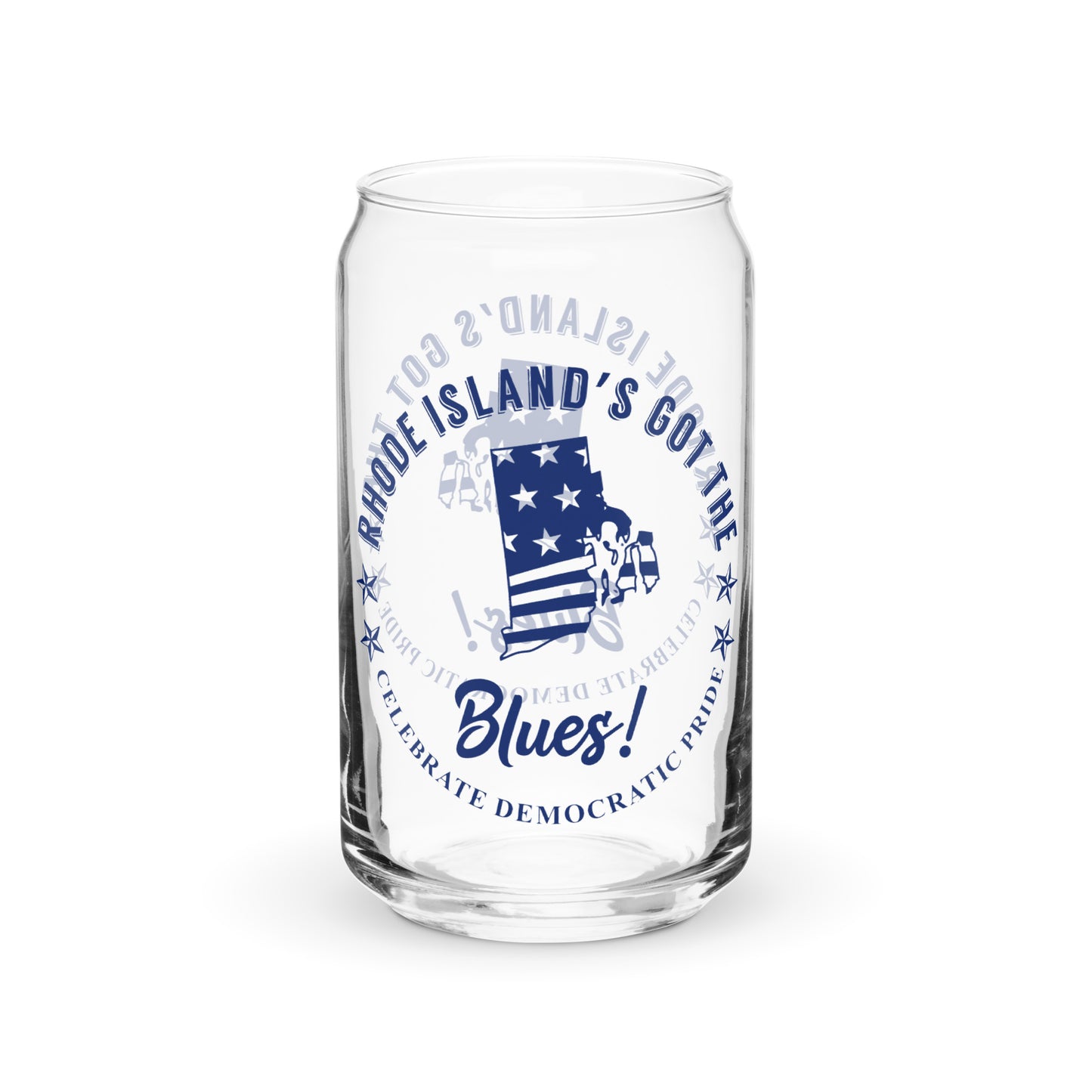 Rhode Island Swag flag can-shaped glass