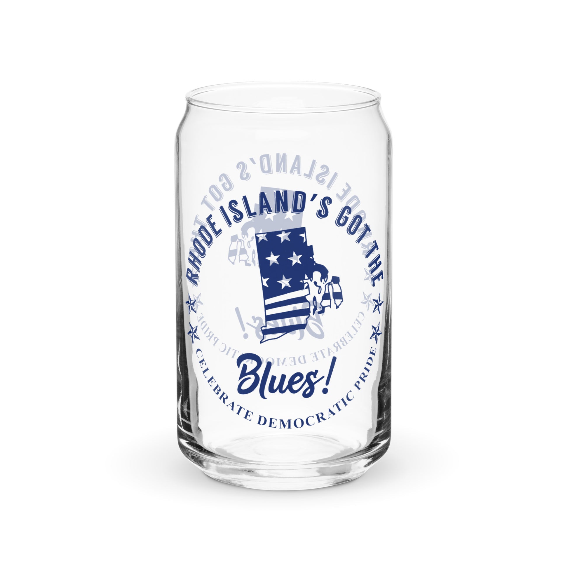 Rhode Island Swag flag can-shaped glass
