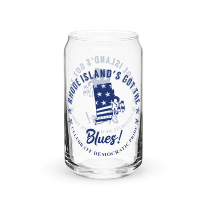 Rhode Island Swag flag can-shaped glass