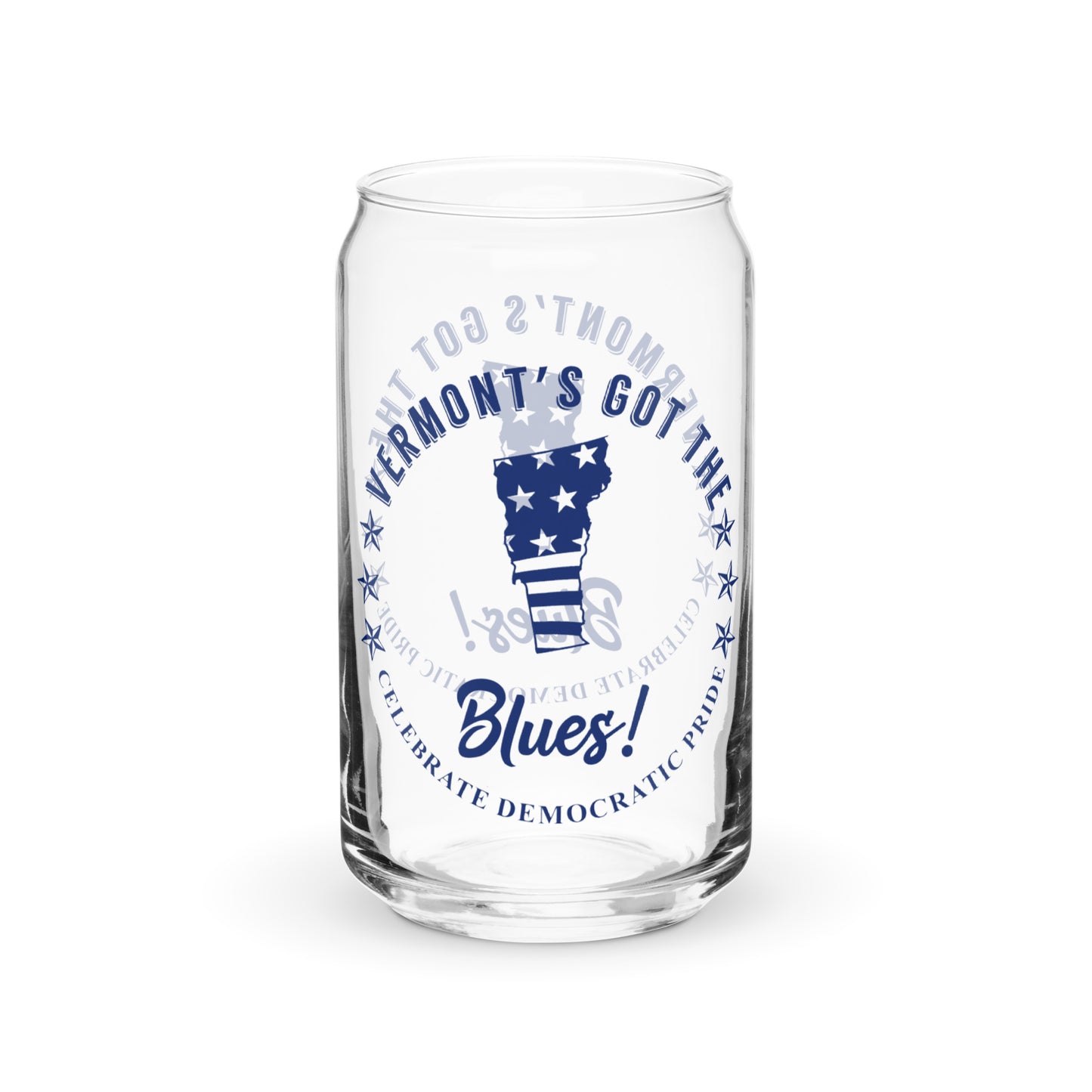 Vermont Swag flag can-shaped glass