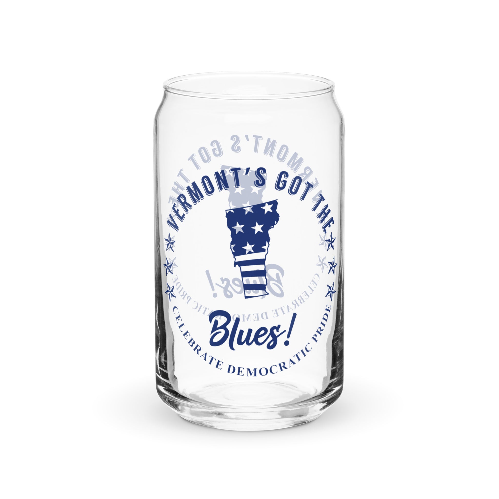 Vermont Swag flag can-shaped glass