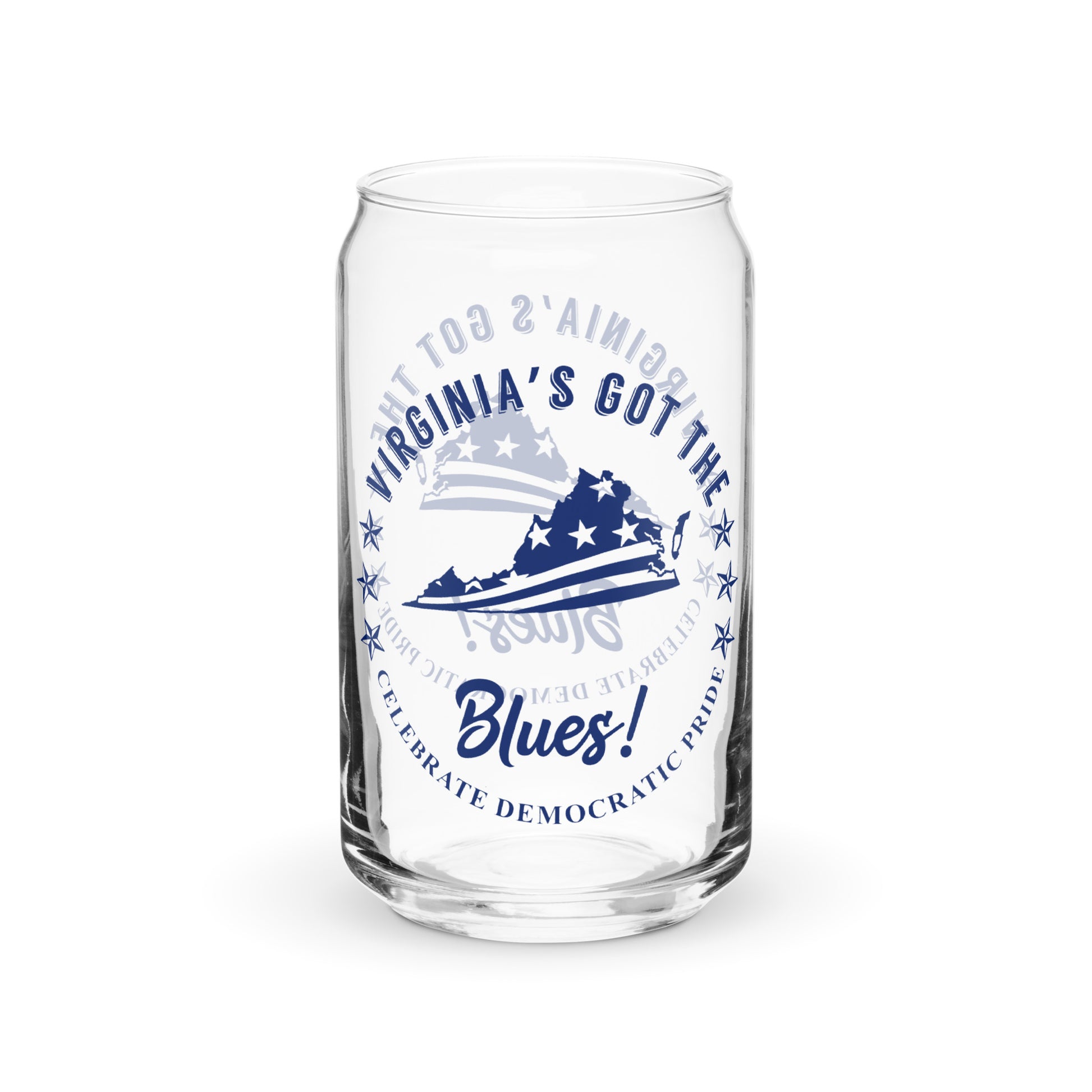 Virginia Swag flag can-shaped glass