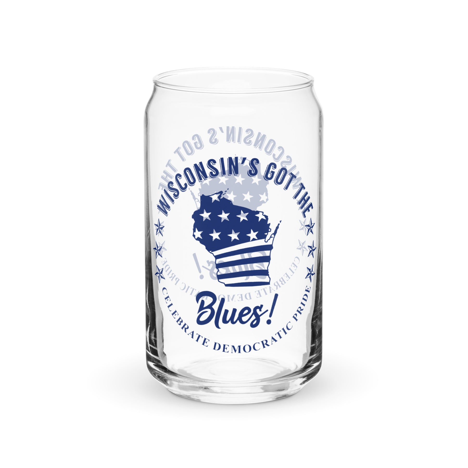 Wisconsin Swag flag can-shaped glass