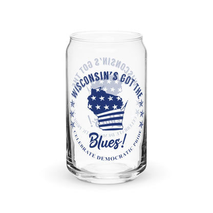 Wisconsin Swag flag can-shaped glass
