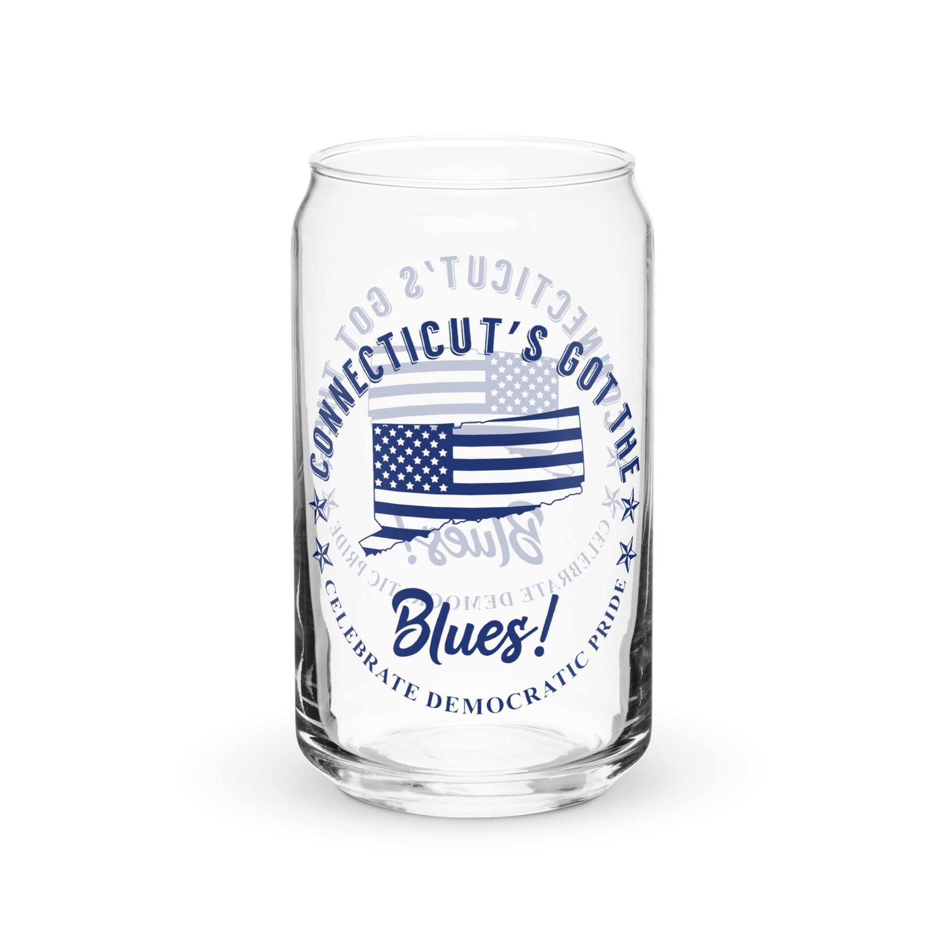 Connecticut Traditional flag can-shaped glass
