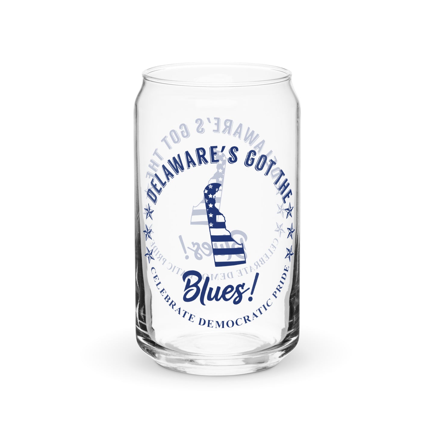 Delaware Traditional flag can-shaped glass