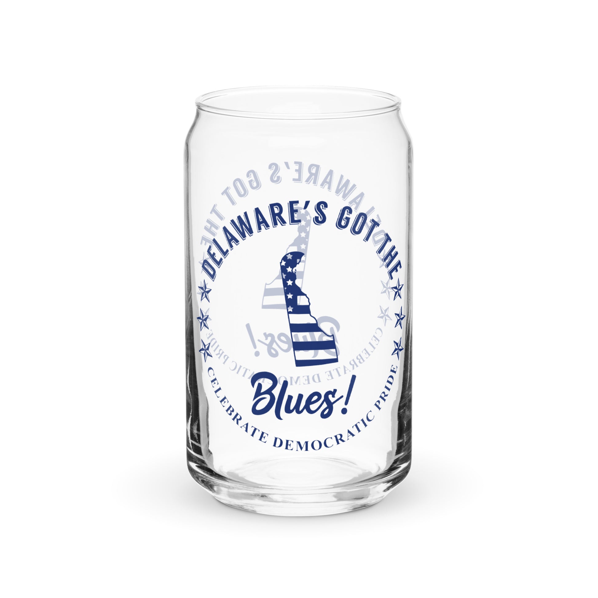 Delaware Traditional flag can-shaped glass