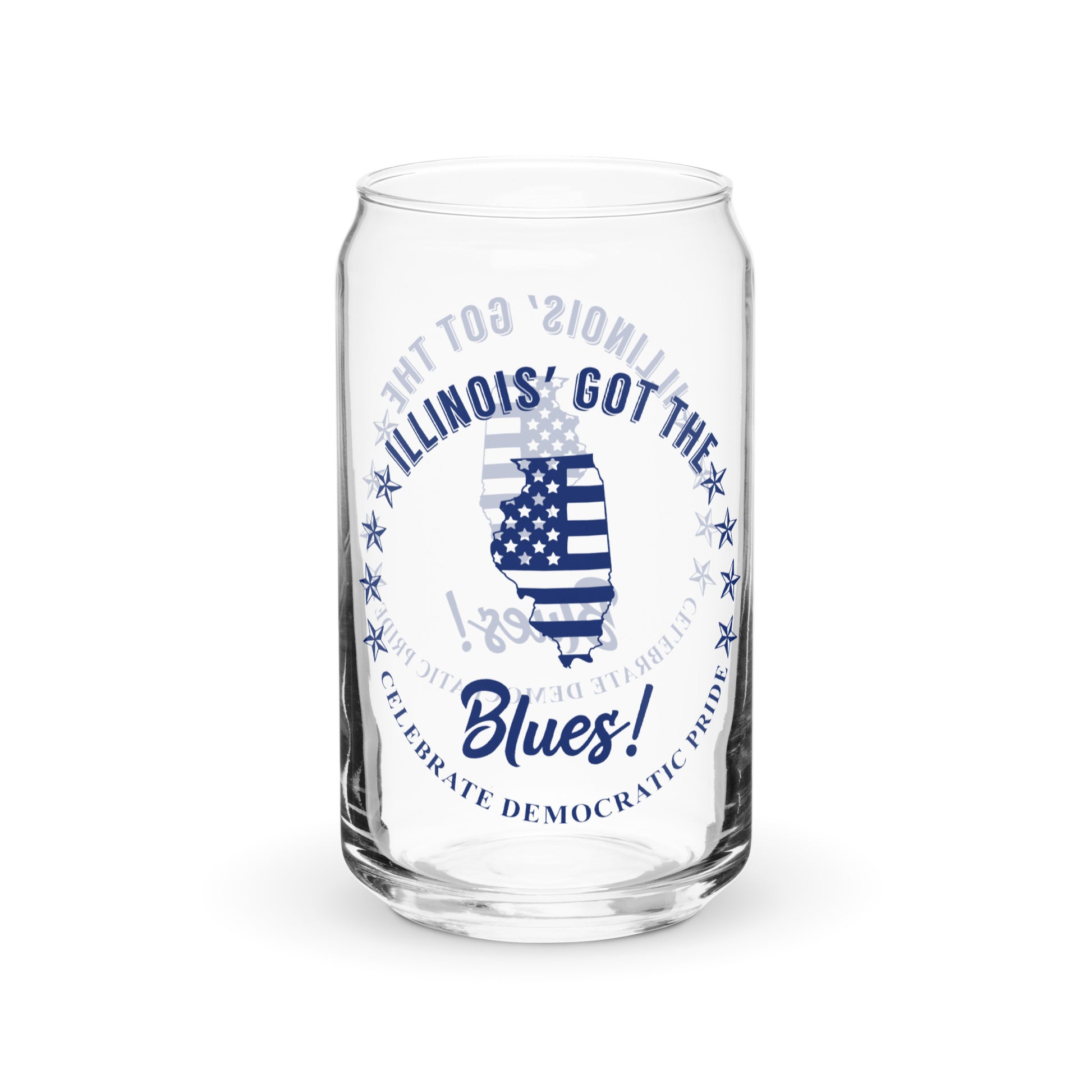 Illinois Traditional flag can-shaped glass