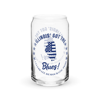 Illinois Traditional flag can-shaped glass