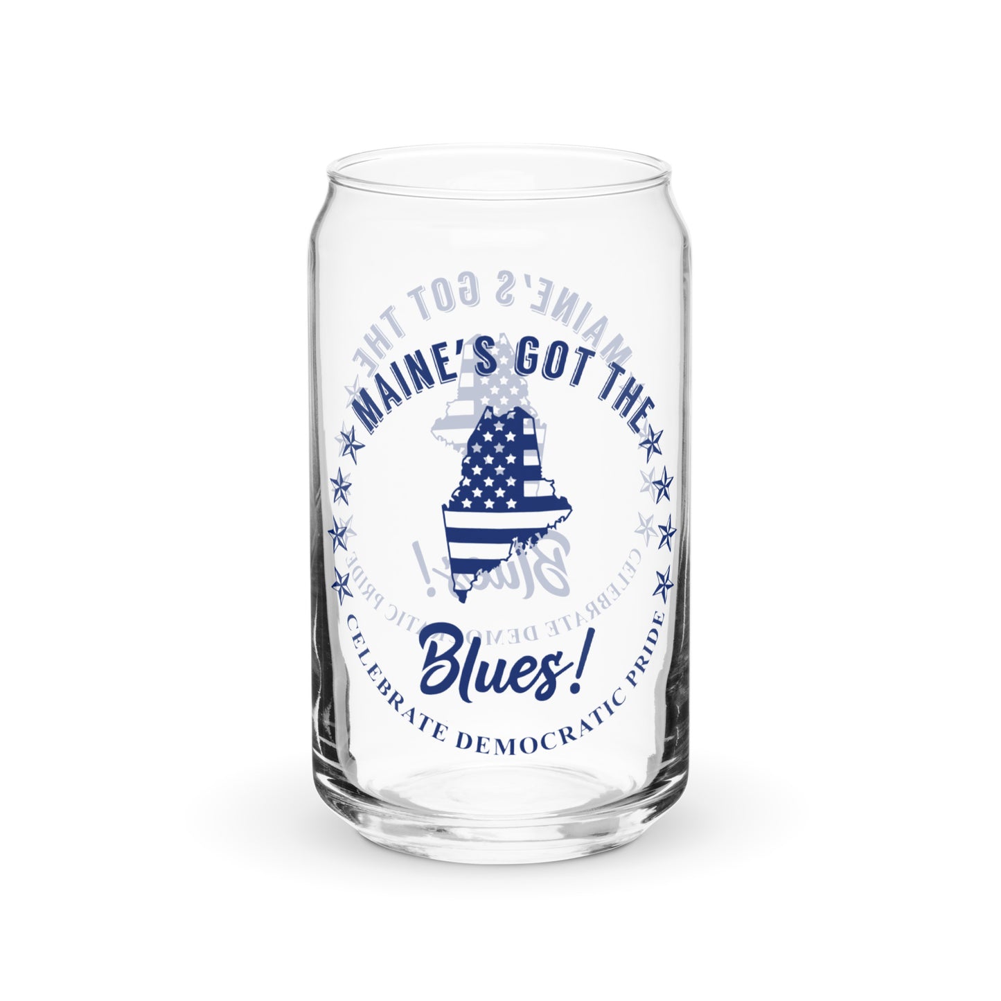 Maine Traditional flag can-shaped glass