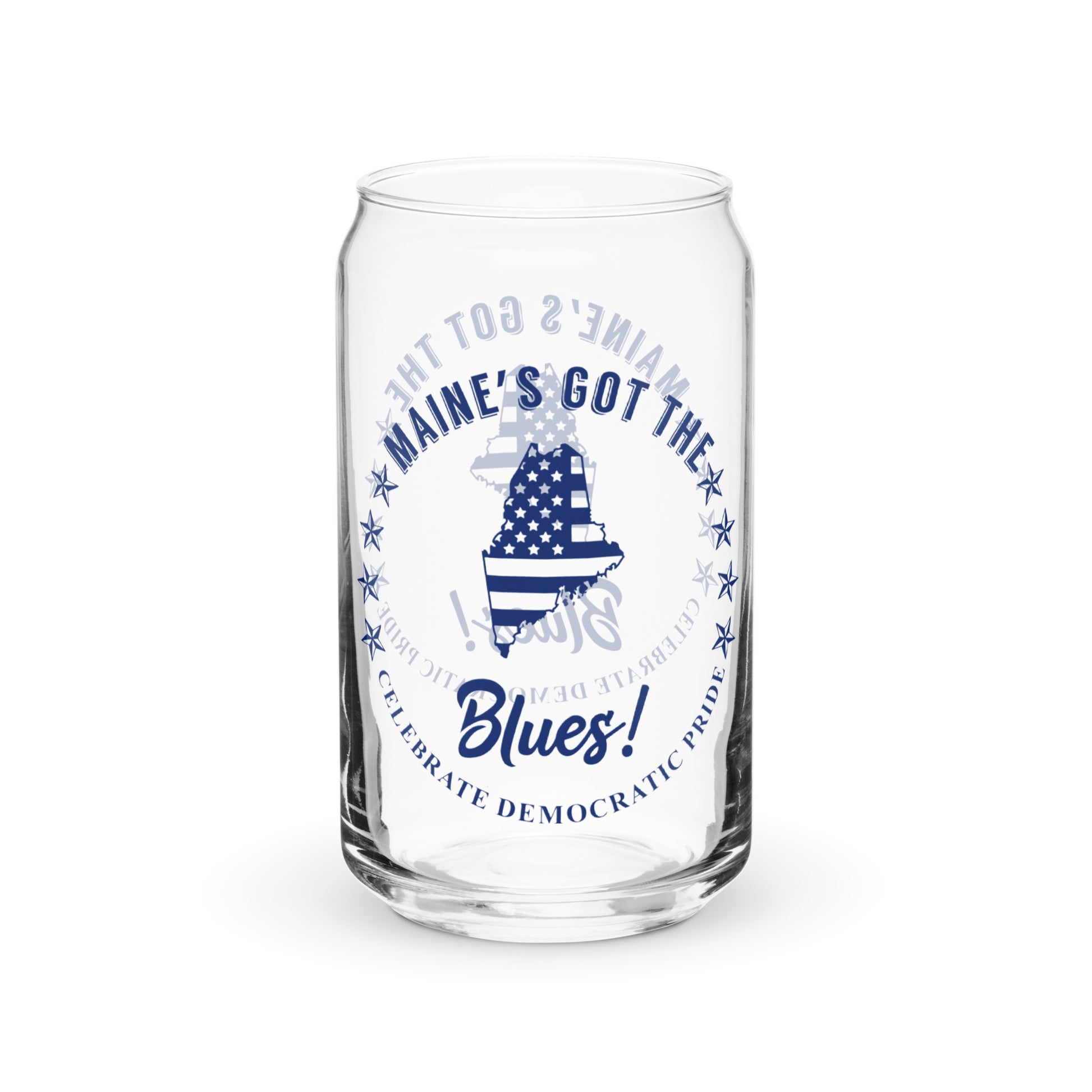Maine Traditional flag can-shaped glass