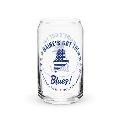 Maine Traditional flag can-shaped glass