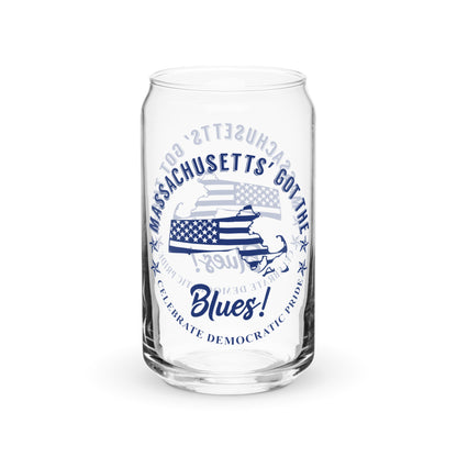 Massachusetts Traditional flag can-shaped glass