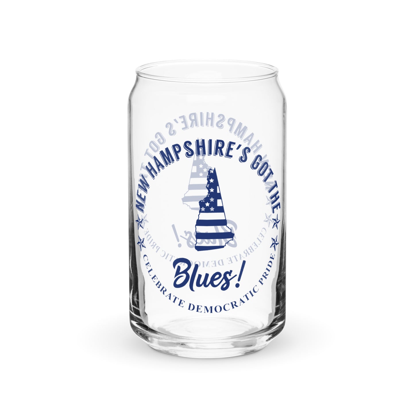 New Hampshire Traditional flag can-shaped glass