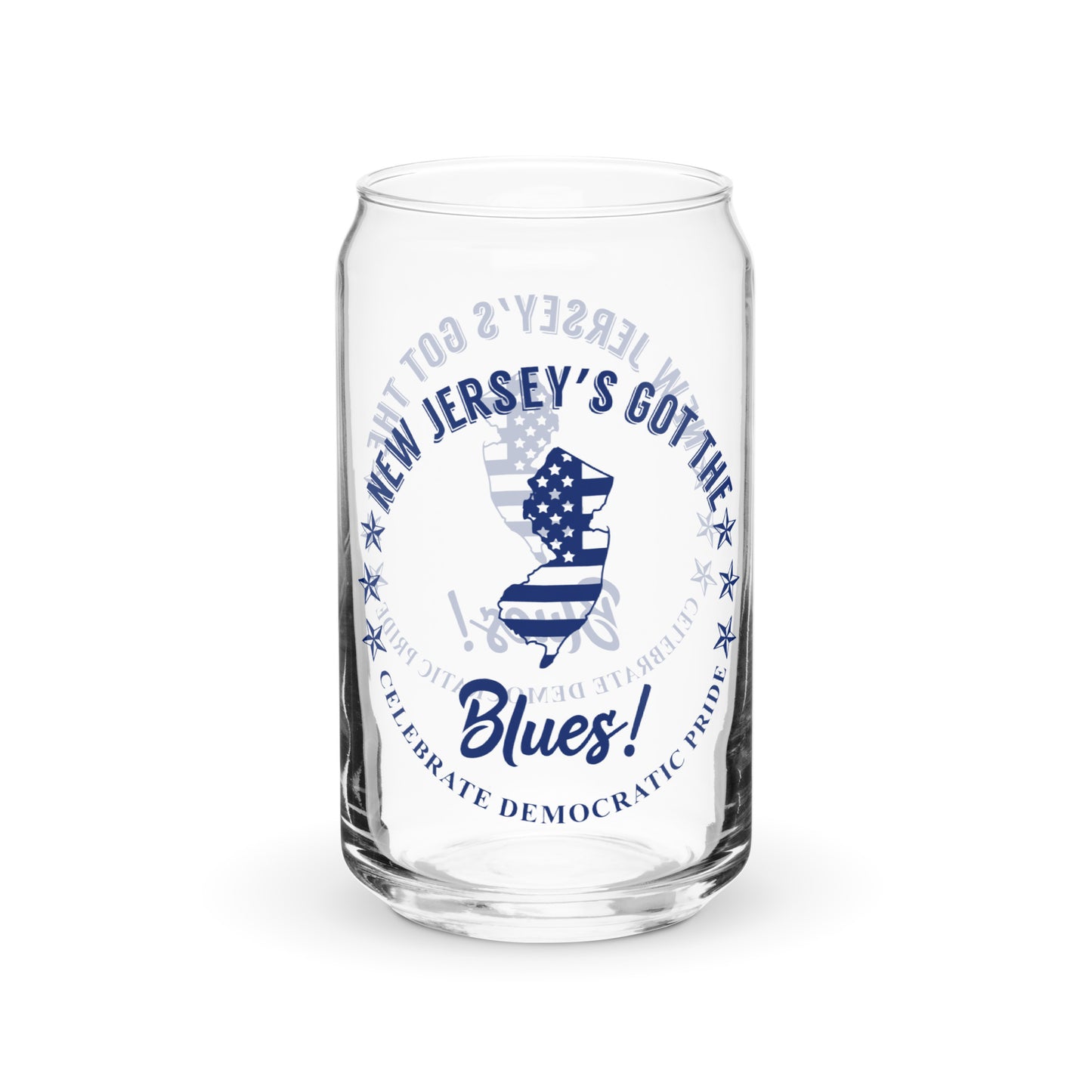New Jersey Traditional flag can-shaped glass
