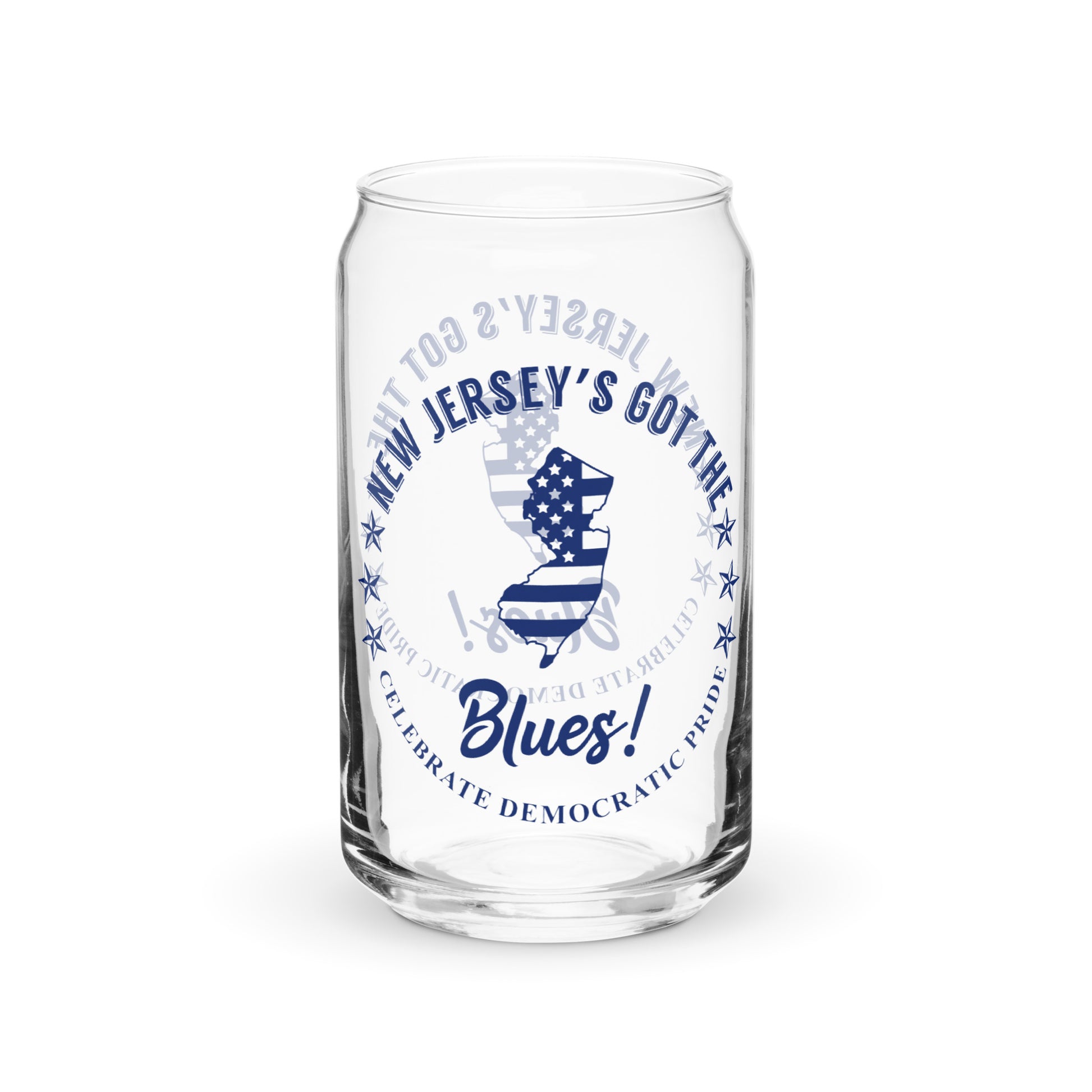 New Jersey Traditional flag can-shaped glass