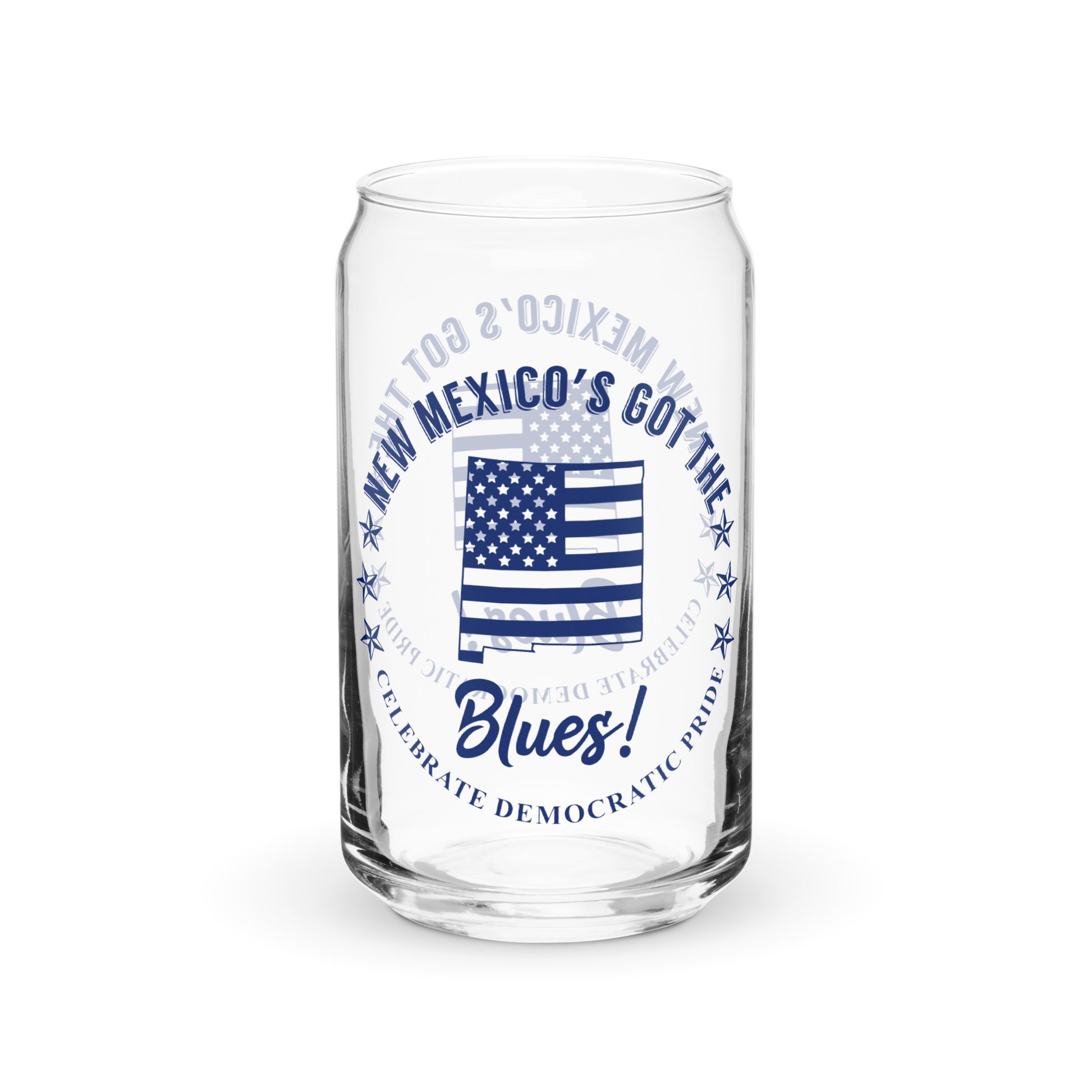 New Mexico Traditional flag can-shaped glass