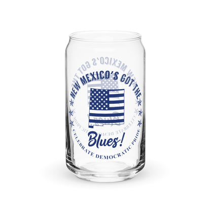New Mexico Traditional flag can-shaped glass
