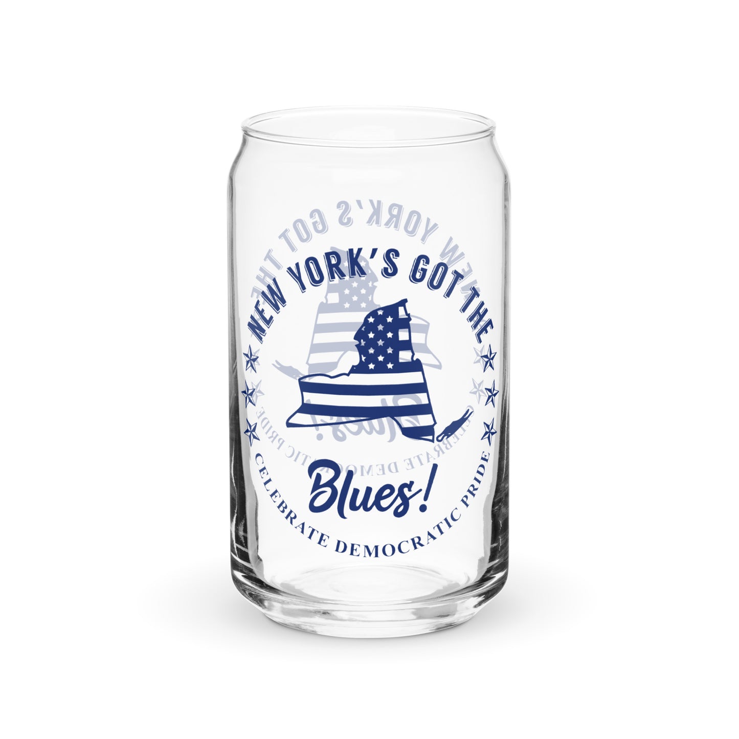 New York Traditional flag can-shaped glass