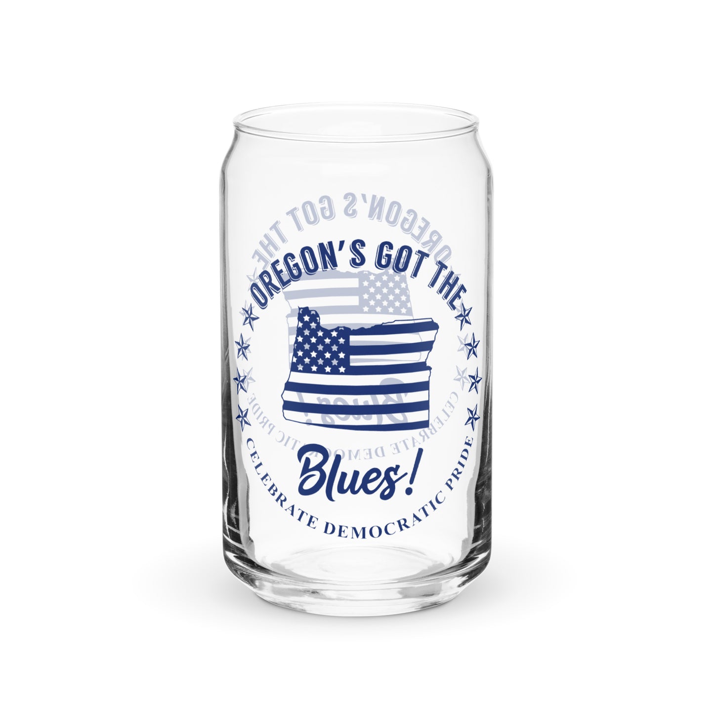 Oregon Traditional flag can-shaped glass