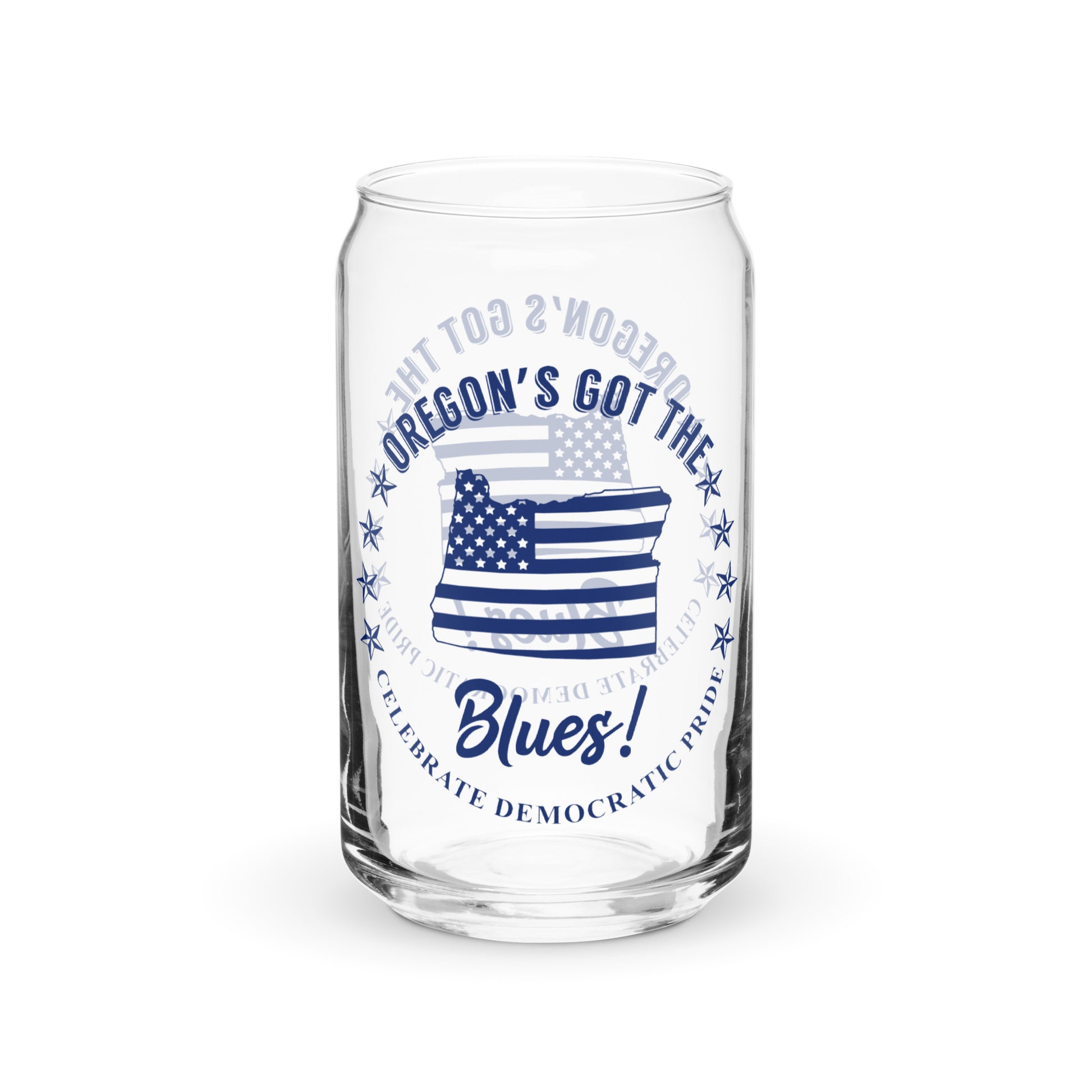 Oregon Traditional flag can-shaped glass