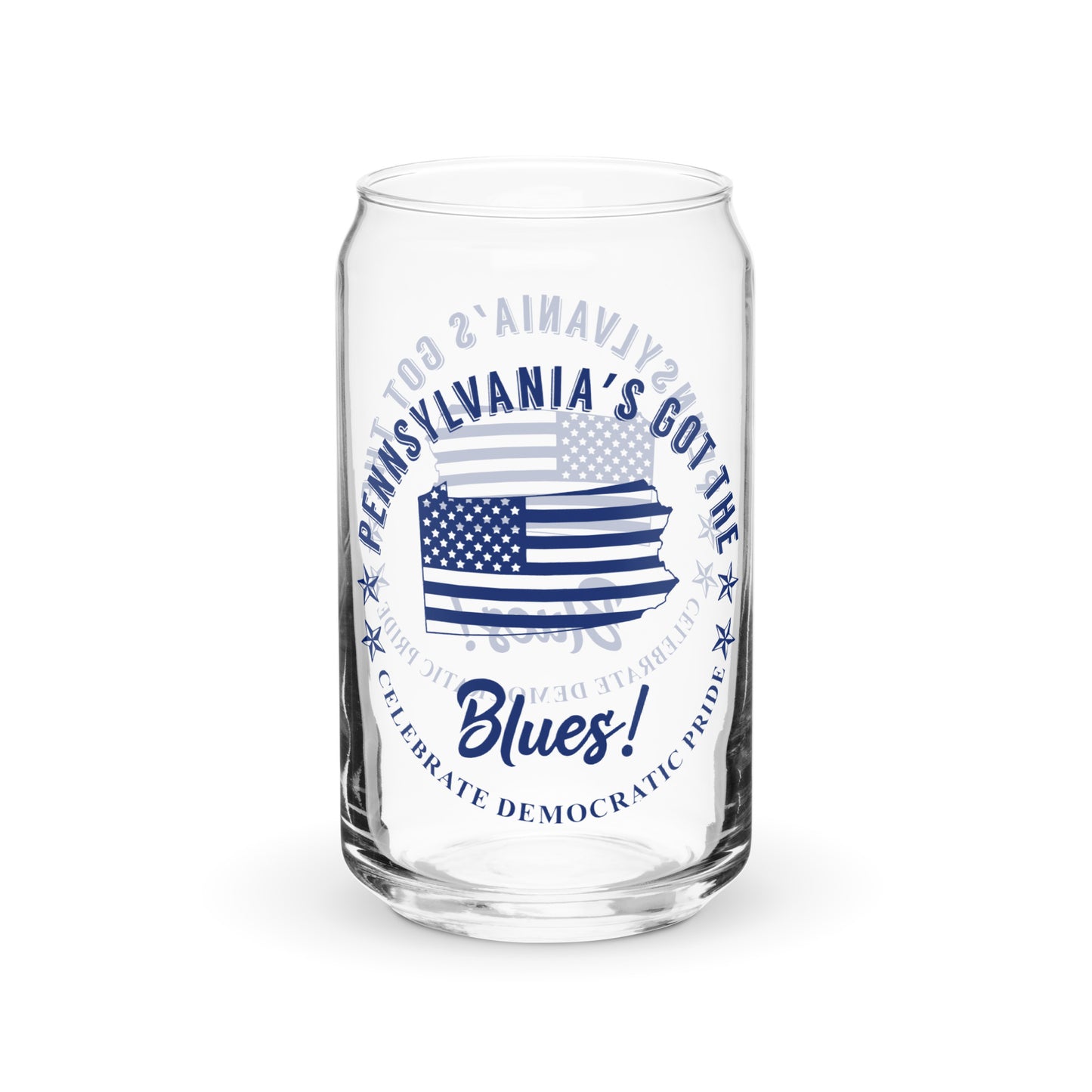 Pennsylvania Traditional flag can-shaped glass