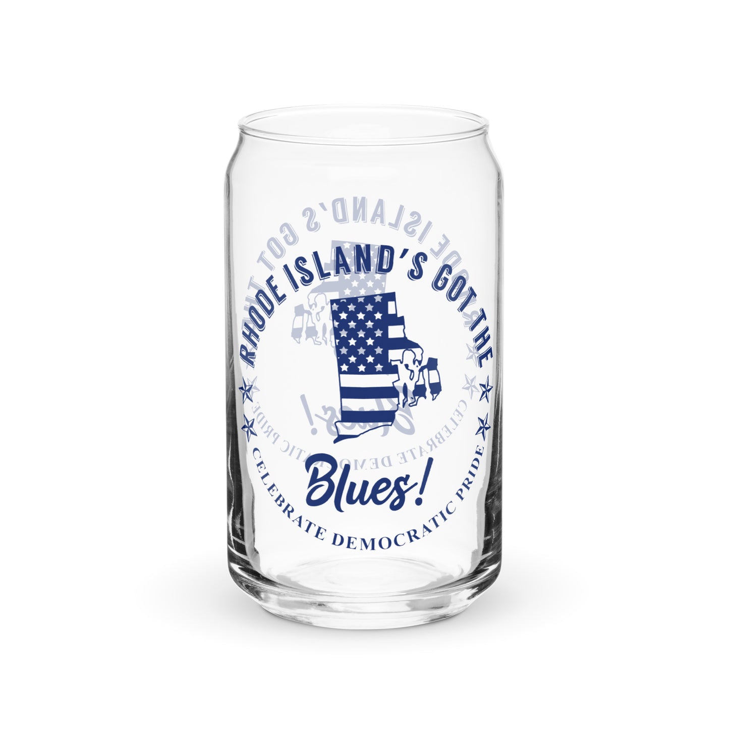 Rhode Island Traditional flag can-shaped glass